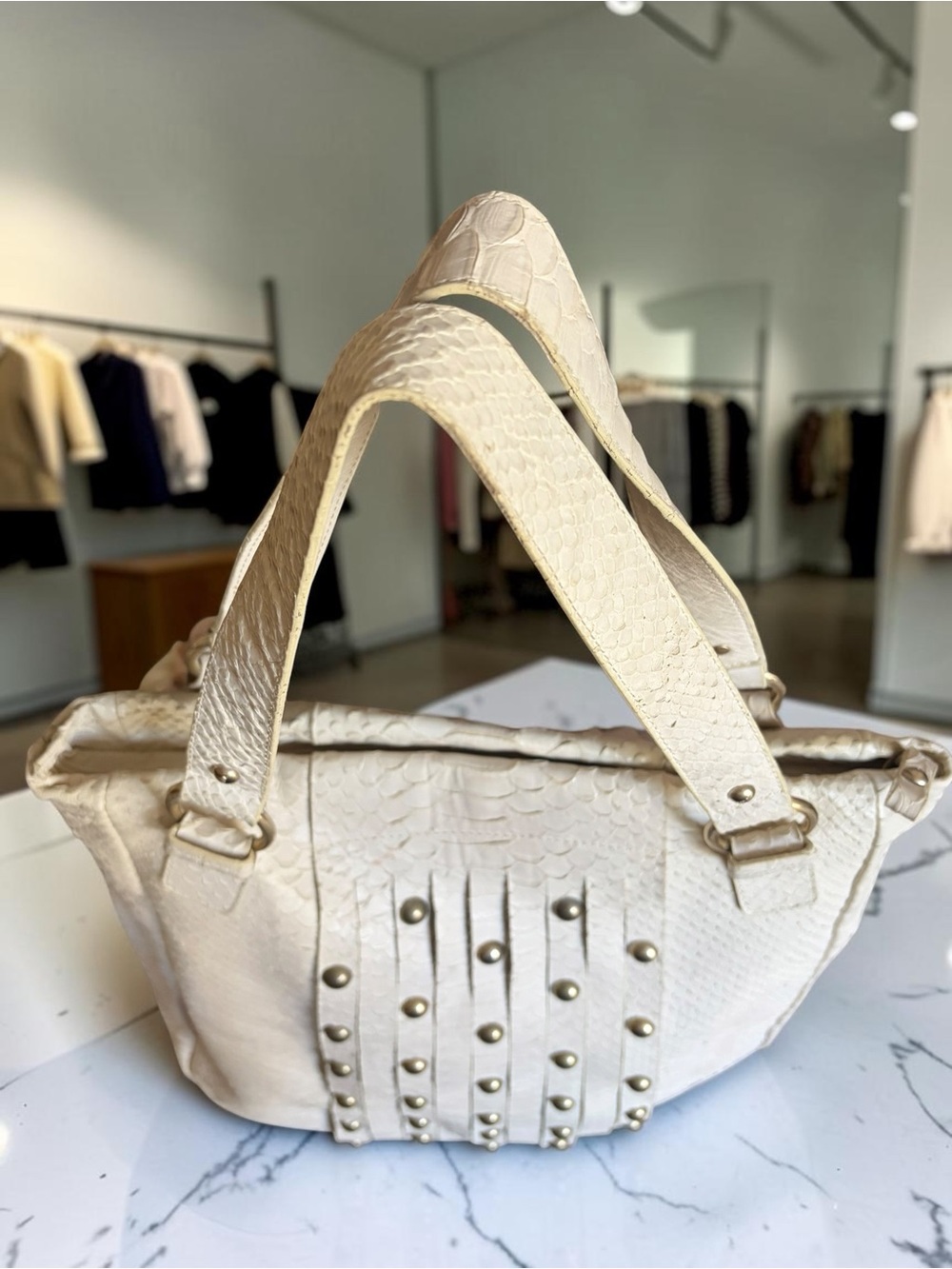 Furla Unique Rare Vintage Python Leather Tote Bag - Picture 3 of 16